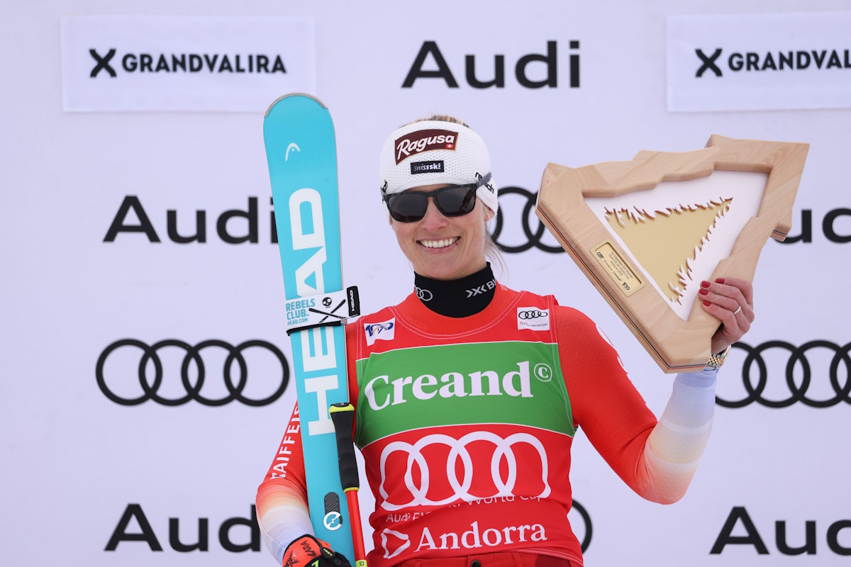 HEAD brilla en Andorra: Lara Gut, Anna Swenn-Larsson y AJ Hurt en el podio