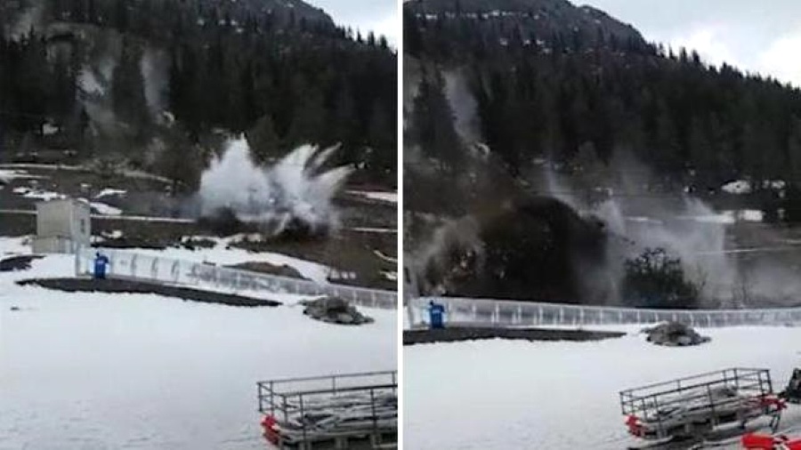 Vídeo: Momentos de pánico en Courmayeur por un deslizamiento de tierras 