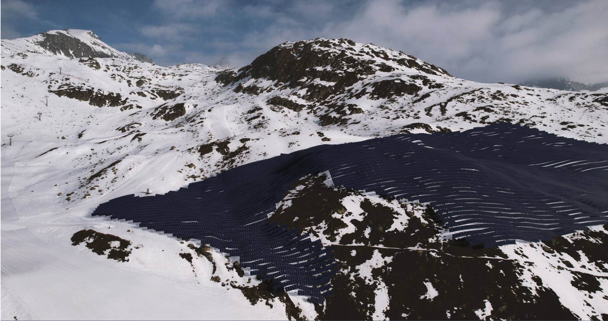 Suiza construye una planta solar exclusiva para abastecer de energía verde una estación de esquí