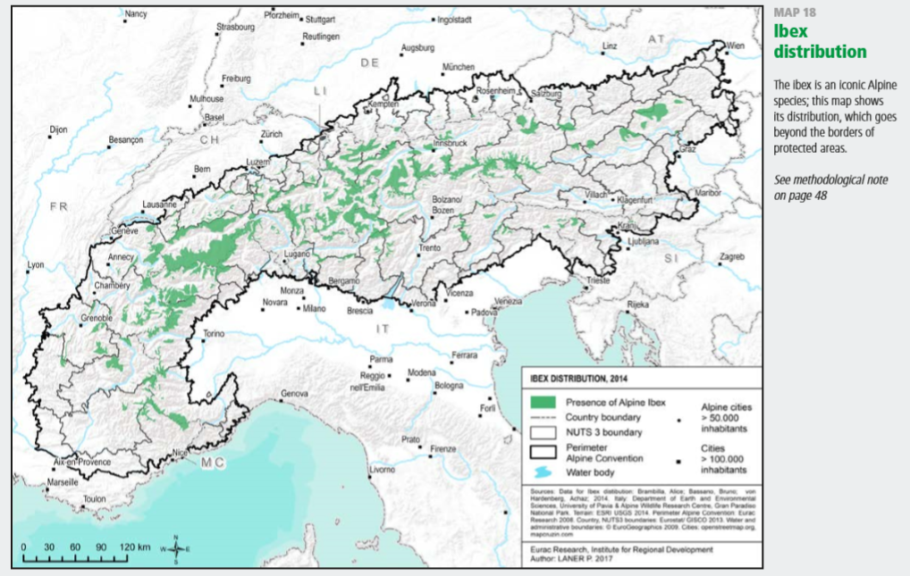 Distribución de la cabra salvaje alpina