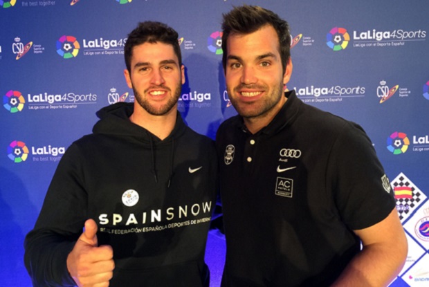Lucas Eguibar y Quim Salarich,miembros del equipo español de snowboard y esquí alpino de la RFEDI