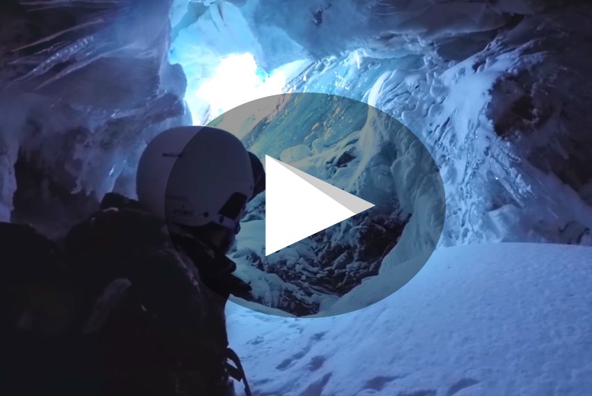 Un esquiador cae dentro de una profunda grieta del glaciar de Saas-Fee y lo graba con la GoPro
