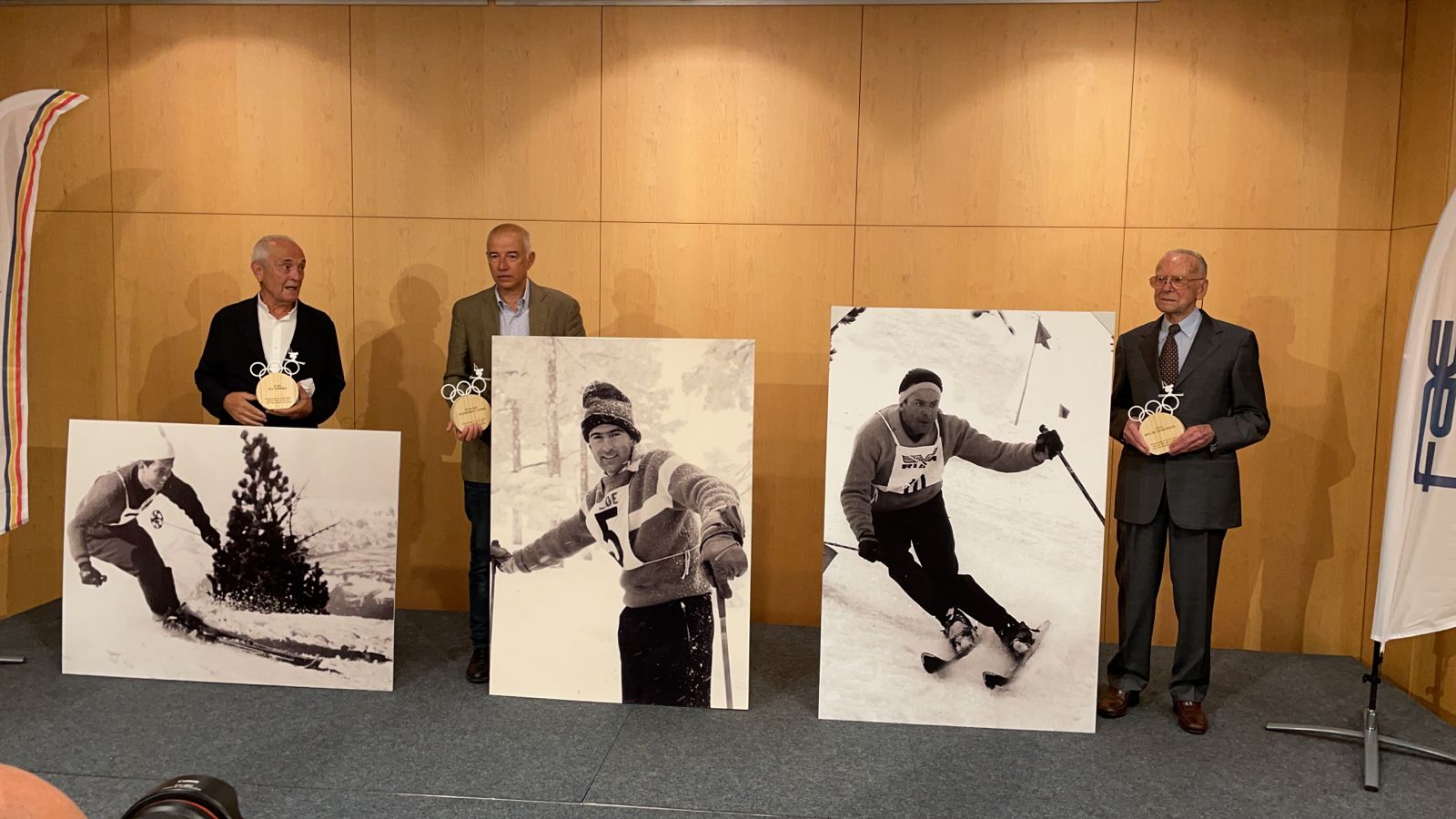 Homenaje olímpico a Lluís Molné, Lluís Viu y Francesc Viladomat, pioneros del esquí andorrano