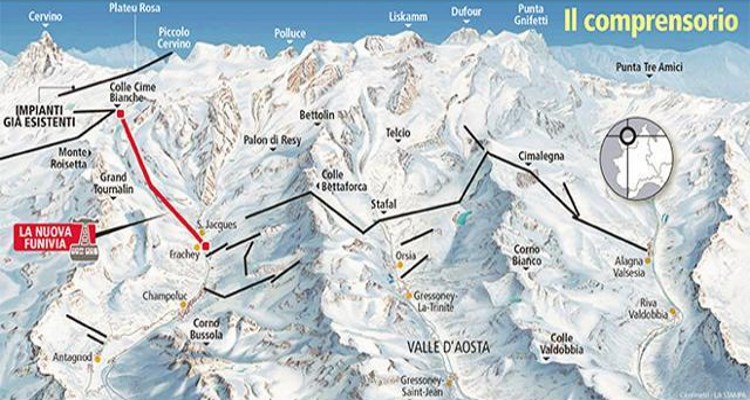 Cervinia y Monterosa se unirán creando junto a Zermatt la tercera estación más grande del mundo