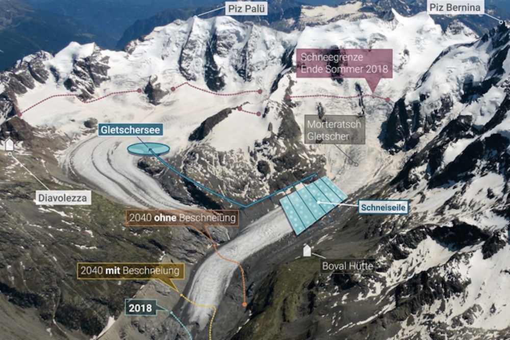 Los suizos proponen hacer nieve artificial para salvar los glaciares de los Alpes