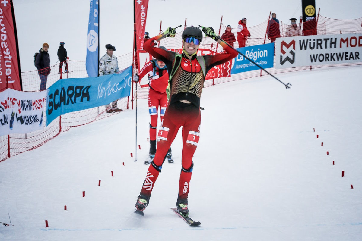 Oriol Cardona, campeón de Europa de esquí de montaña de Sprint. Ana Alonso subcampeona