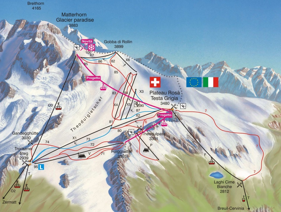 Mapa Pistas Matterhorn Glacier Paradise