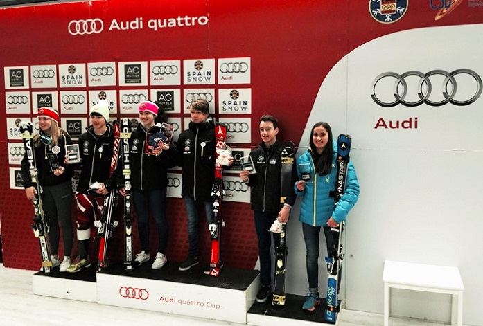 Podium del Trofeo Apertura SnowSpain en el Indoor del Madrid SnowZone, Copa de España Audi