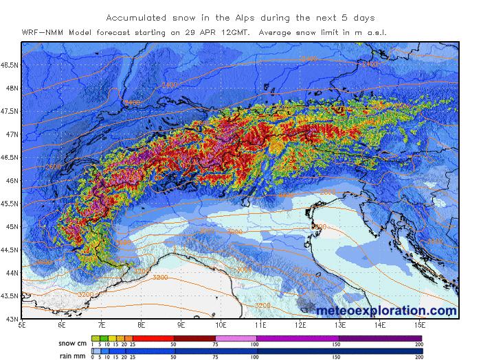 Previsión meteo Puente de Mayo: Traca final en Sierra Nevada y borrascoso en los Alpes