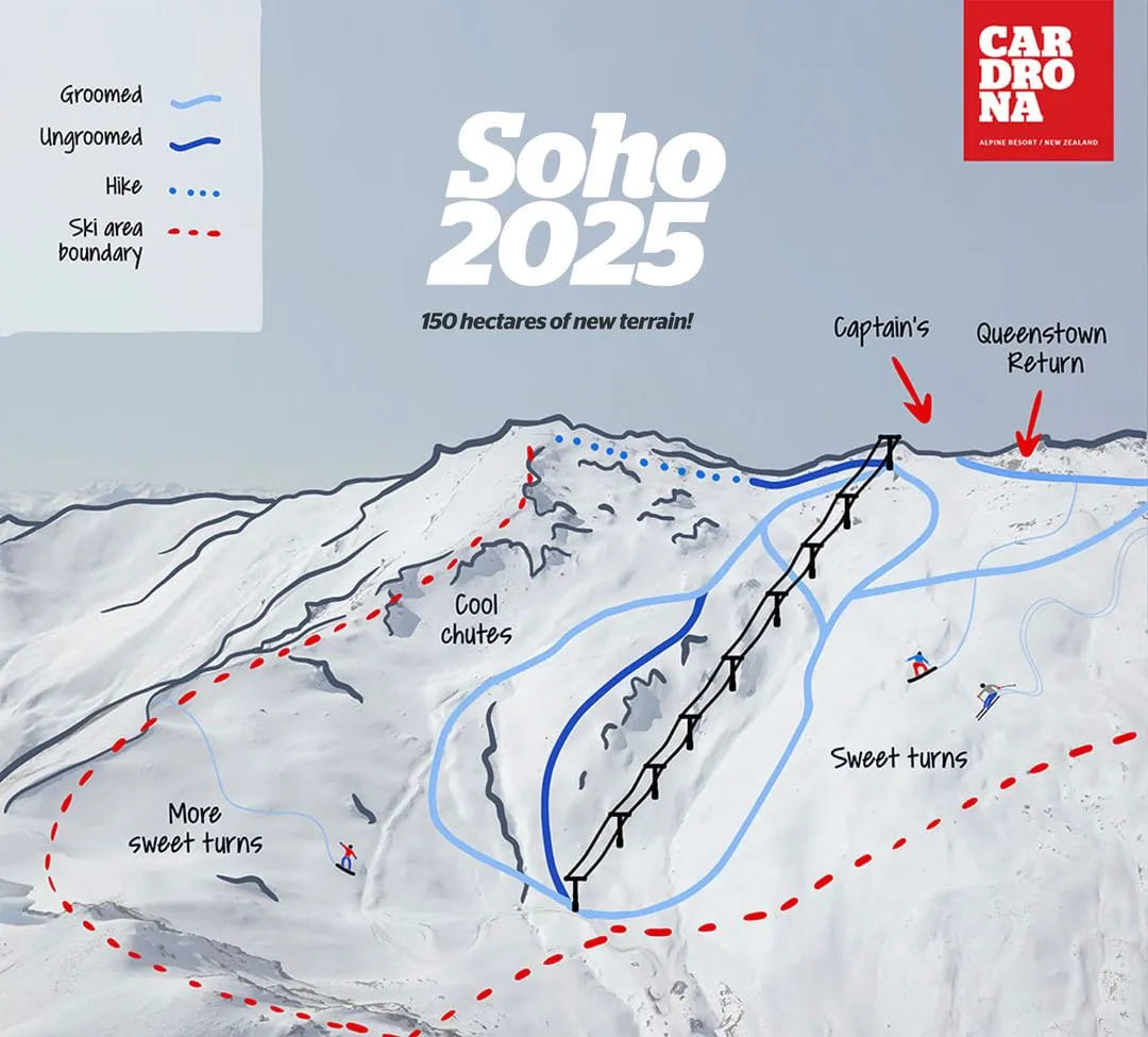 Un telesilla unirá Cardrona y Soho Bason creando la zona de esquí más grande de Nueva Zelanda