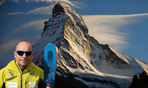 El guía italiano de 60 años Edmond Joyeusaz esquía el Matterhorn por la cara noreste