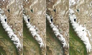 La brutal diferencia de nieve con otros años en Sierra Nevada (California) a vista de satélite