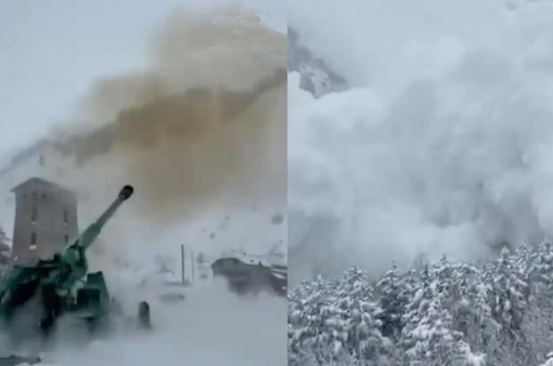 Vídeo: Disparan un cañón del ejército para provocar una gran avalancha preventiva en el Cáucaso